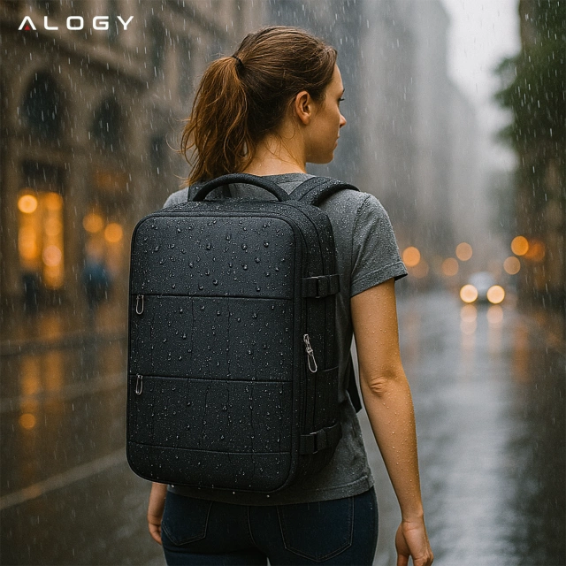 Plecak na laptopa męski damski podróżny na walizkę bagaż do samolotu pracy szkoły 45x30x20cm Alogy Unisex Czarny