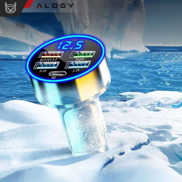 Autoladegerät 4x USB QC 3.0 USB C PD 20W LED schnell leistungsstark 250W für Alogy Autotelefon schwarz