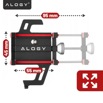 Alogy Fahrrad-Handy-Halterung, 55–95 mm, für Fahrrad, Motorroller, Schwarz