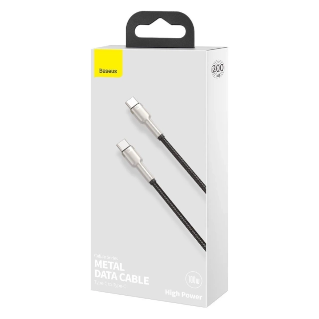 Kabel USB-C do USB-C Baseus Cafule, 100W, 2m (czarny)