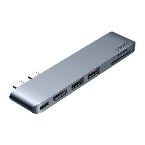 Adapter 6 w 1 UGREEN CM380 Hub USB-C dla MacBook Air / Pro (szary)