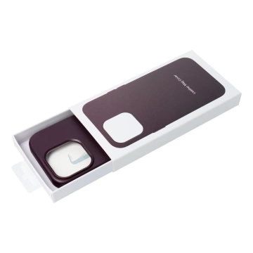Leder Mag Cover Hülle kompatibel mit MagSafe für Apple iPhone 15 Plus dunkelviolett
