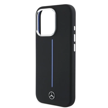 Mercedes Hülle für iPhone 16 Pro Max 6,9" Hardcase Silikon Blue Stripe MagSafe Schwarz