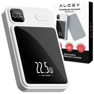 PowerBank Alogy MagCharge 22,5 W PD20W PowerDelivery Schnellladung 10000 mAh kabellos für MagSafe White