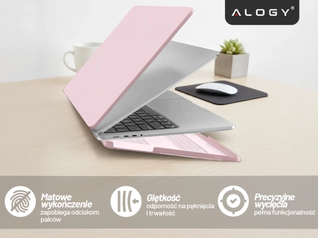 Etui do Apple Macbook Pro 16 2021-2025 (M1/M2/M3/M4) – elastyczna, matowa obudowa ochronna, lekka i odporna – Alogy AirGuard™ Różowy