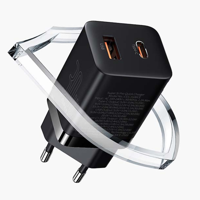 Ładowarka sieciowa Baseus Super Si Pro Quick Charger USB + USB-C QC 3.0 PD 30W Czarna