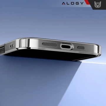 MagSafe Hülle für Apple iPhone 16 Alogy Glamour Luxus Ringhülle schwarz und transparent
