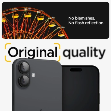 Spigen Optik.Tr „EZ FIT“ Kameraschutz aus gehärtetem Glas, 2er-Pack für Apple iPhone iPhone 16/16 Plus, Schwarz