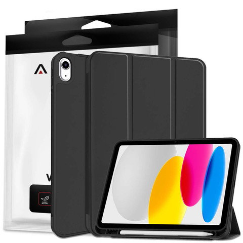 Alogy Book Cover Pencil Case Schutzhülle mit Stifthalter für Apple iPad Air 4 2020 / Air 5 2022 10,9 Zoll, Schwarz