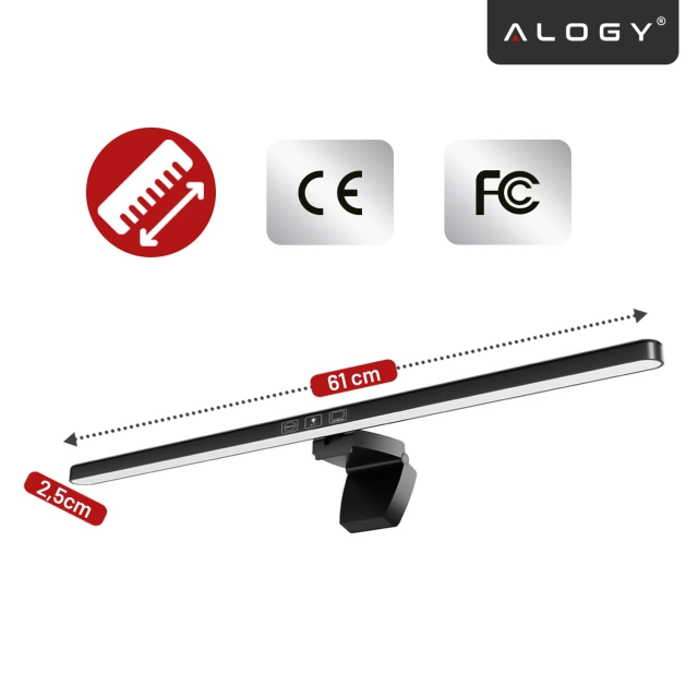 Lampka LED na monitor na szerokie biurko – regulowana barwa i jasność, dotykowe sterowanie, szeroki strumień światła, antyodblaskowa konstrukcja – Alogy ProView™