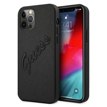 Ratet mal, GUHCP12LRSAVSBK iPhone 12 Pro Max 6,7" czarny/schwarz Hardcase Saffiano Vintage Script