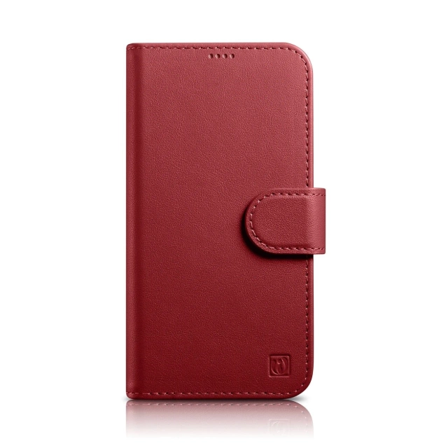 Etui na telefon iCarer Wallet Case 2in1 do iPhone 14 Pro Max skórzany pokrowiec z klapką Anti-RFID czerwony