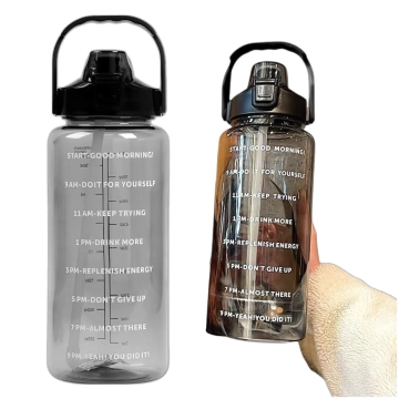 Große Flasche, Trinkflasche Alogy MotivHydro Motivational Messbecher 2l 2000ml Schwarz