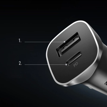 Ugreen Autoladegerät USB Type C / USB 24W Power Delivery Quick Charge grau (30780)