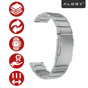Einfaches Stahlarmband Alogieband Edelstahl für Smartwatch 20mm Silber