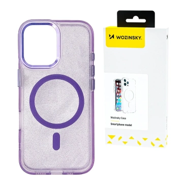 Etui Wozinsky Glitter MagSafe do Samsung Galaxy S24 FE Fiolet Brokat