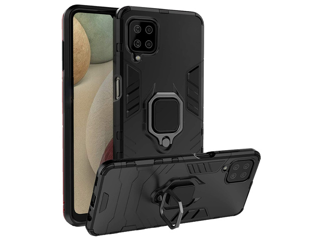 Etui Alogy Stand Ring Armor do Samsung Galaxy A12/ A12 5G czarne + Szkło