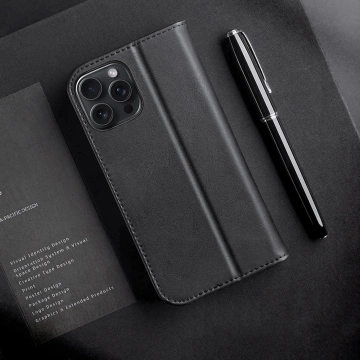 iPhone 16 Pro Dux Ducis Hivo Lederhülle mit RFID Schwarz
