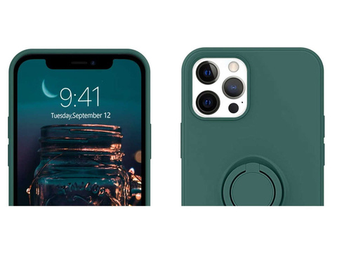 Etui silikonowe Ring Ultra Slim Alogy do iPhone 12/ 12 Pro 6.1 Zielone + Szkło