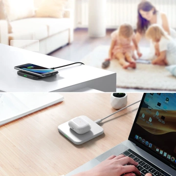 Choetech Set aus 2x Qi 10W kabelloses Ladegerät (2 Farben, schwarz und weiß) USB-Kabel 1,2 m (T511-S schwarz/weiß)