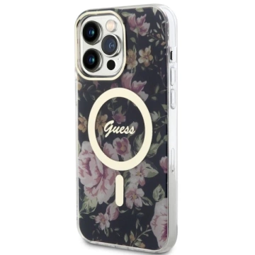 Etui für Telefon Guess GUHMP14XHCFWSK für Apple iPhone 14 Pro Max 6,7" Czarny/Black Hardcase Flower MagSafe