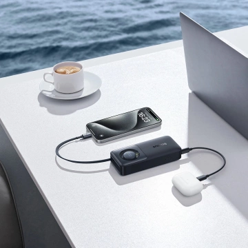 Baseus Free2Pull 10000 mAh 30 W Powerbank mit USB-C-Anschluss und einziehbarem USB-C-Kabel – Schwarz