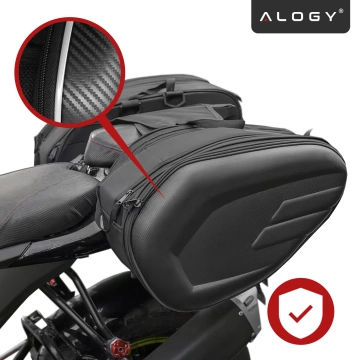 Motorrad-Satteltasche 38–58 l – Tasche, Seitenkoffer, Soziustasche, wasserdicht, robustes Material, verstellbar für Motorräder – Alogy RoadPack™ Schwarz