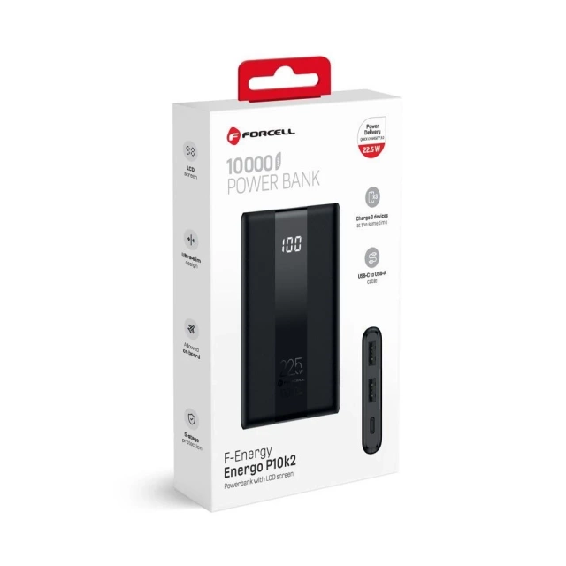 Powerbank Forcell F-Energy P10K2 10000mAh PD 22,5W QC3.0 Schwarz