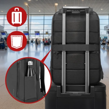 Bange 26L wasserdichter Rucksack für Laptops bis 15,6 Zoll – Geräumig und komfortabel, robust und atmungsaktiv, ideal für Stadt und Reisen, Arbeit und Flugreisen, Unisex – Schwarz