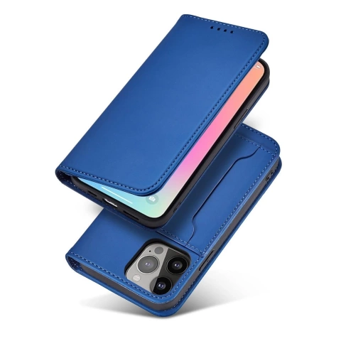Magnetkartenhülle für iPhone 13 Pro Cover Kartenetui Kartenständer blau