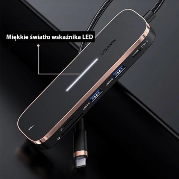 USAMS Adapter HUB 2xUSB USB-C HDMI Micro SD SD Czarny/schwarz SJ575HUB01 (US-SJ575)