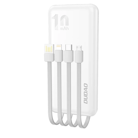 Dudao K6Pro Universal 10000mAh Powerbank mit USB-Kabel, USB Typ C, Lightning White (K6Pro-white)