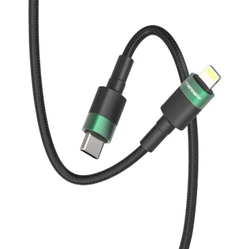 USB Typ-C - Lightning PD 3A Kabel Schwarz Geflochten 1m D62 20W