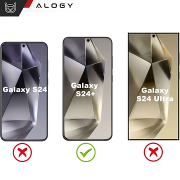 Etui do Samsung Galaxy S24+ Plus obudowa magnetyczne Ring Mag Safe Clear magnes do uchwytu Alogy Czarne przezroczyste + Szkło