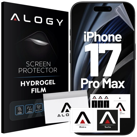 Folia hydrożelowa do Apple iPhone 17 Pro Max – elastyczna ochrona ekranu, samoregeneracja, pełne dopasowanie i wysoka przejrzystość – Alogy Hydrogel Film™