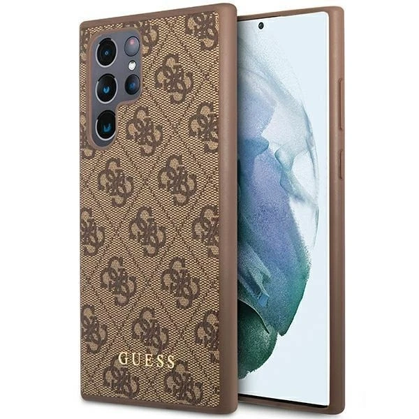 Etui Guess GUHCS23LG4GFBR für Samsung Galaxy S23 Ultra S918 brązowy/brown Hard Case 4G Metal Gold Logo