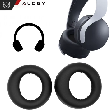 2x Ersatz-Ohrpolster aus Schaumstoff für Sony PS5 Wireless PULSE 3D Kopfhörer, Schwarz, mit Abnehmvorrichtung