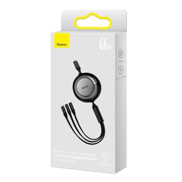 Kabel USB 3w1 Baseus Bright Mirror 3, Micro USB / Lightning / USB-C, 66W / 2A, 1.1m (schwarz)