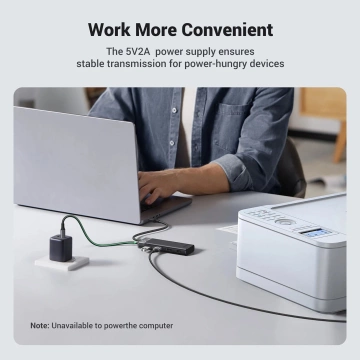 HUB Ugreen CM653 4x USB-A 3.0 5Gb/s Power-LED Schwarz