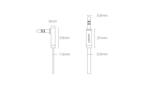 UGREEN Kabel flach gewinkelt AUX Audiokabel 3,5 mm Miniklinke 0,5 m schwarz (AV119 10596)