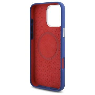 Mercedes Hülle für iPhone 16 Pro Max 6,9" Marineblau MagSafe Hardcase Silikon Rot gestreift