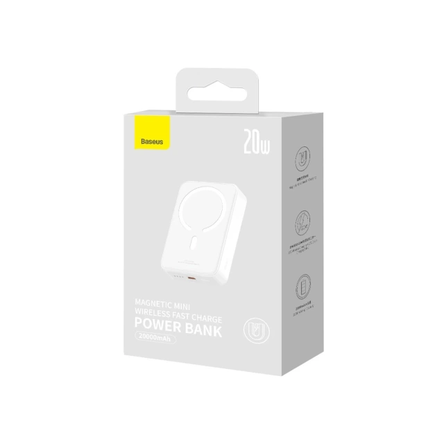 Powerbank Baseus Magnetic Mini 20000 mAh 20W Biały + Kabel USB-C