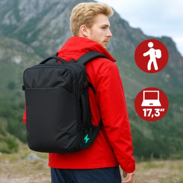 Mark Ryden 17,3" Laptop-Reiserucksack, vielseitig und wasserdicht, 28 l (49 × 33 × 12 cm) – Schwarz