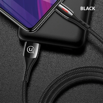 USAMS Geflochtenes Kabel U-Tone microUSB 1,2 m Abschaltung 2A Schnellladung schwarz