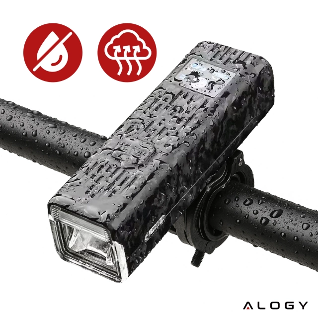 Lampka rowerowa SUPER JASNA 8H ŚWIECENIA przód LED przednia światło roweru z DZWONKIEM przewodowym oświetlenie 450LM 2000MAH wodoodporna światełko na rower czarna