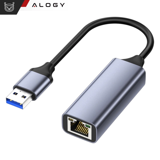 Przejściówka USB do Ethernet Adapter Alogy karta sieciowa LAN RJ45 GIGABIT 1000MBPS Czarna