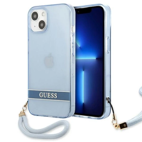 "Etui Guess GUHCP13SHTSGSB für Apple iPhone 13 Mini 5,4\" niebieski/blaues Hardcase Translucent Stap"
