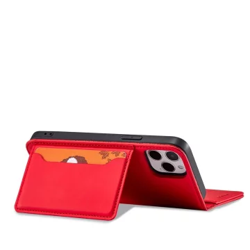 Magnetkartenhülle für iPhone 12 Pro Tasche Kartenetui Kartenhalter Rot