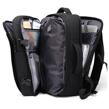 Bange wasserdichter Rucksack für 15,6-Zoll-Laptop, Stadtreisender, 45 x 30 x 16 cm, für Arbeit, Flugzeug, Herren, Damen, mit USB-Anschluss Schwarz