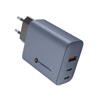FORCELL F-ENERGY GaN Wandladegerät 2 x Typ C USB A PD QC4.0 4A 65W Grau